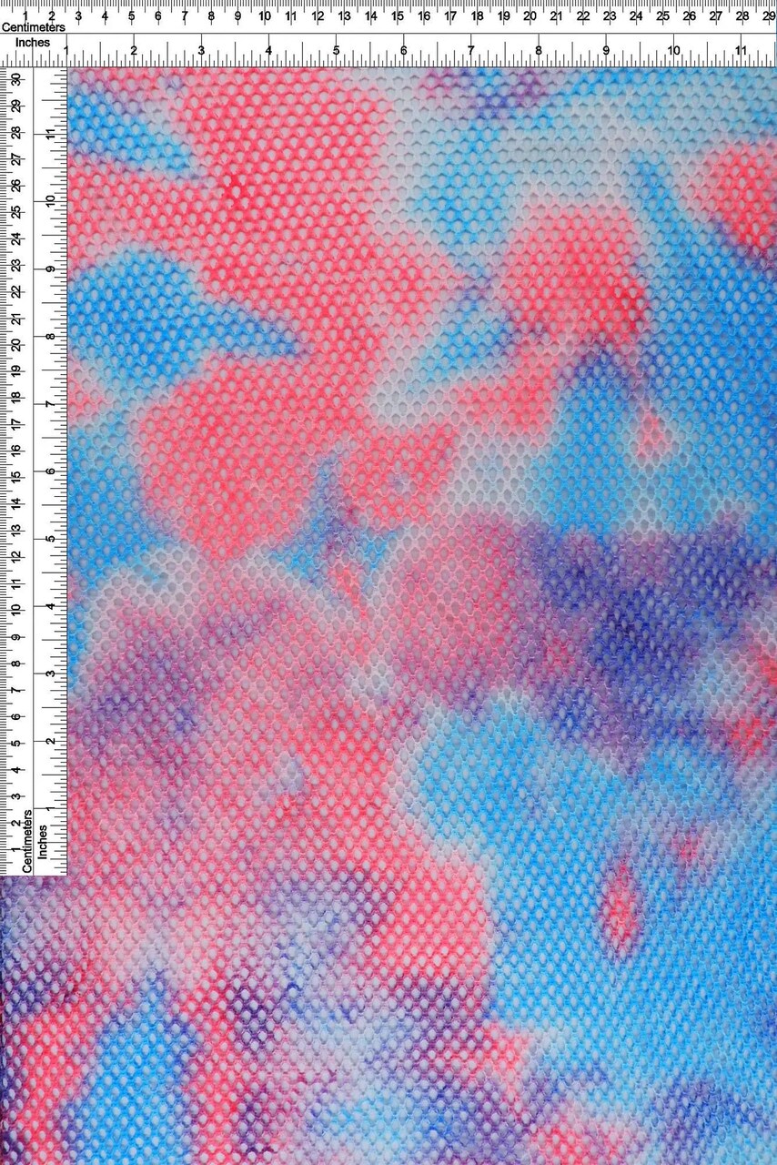 1 Yard Polyester Spandex Mesh Fishnet Fabric Tie-Dye Print Soft Stretch Lightweight 58/59" Width